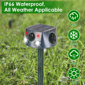 Solar-powered & Type-C Rechargeable Animal Repellent - Three ModesUltrasonic Buzzer  Vibration, IP66 Waterproof Ratin (Option: Green)